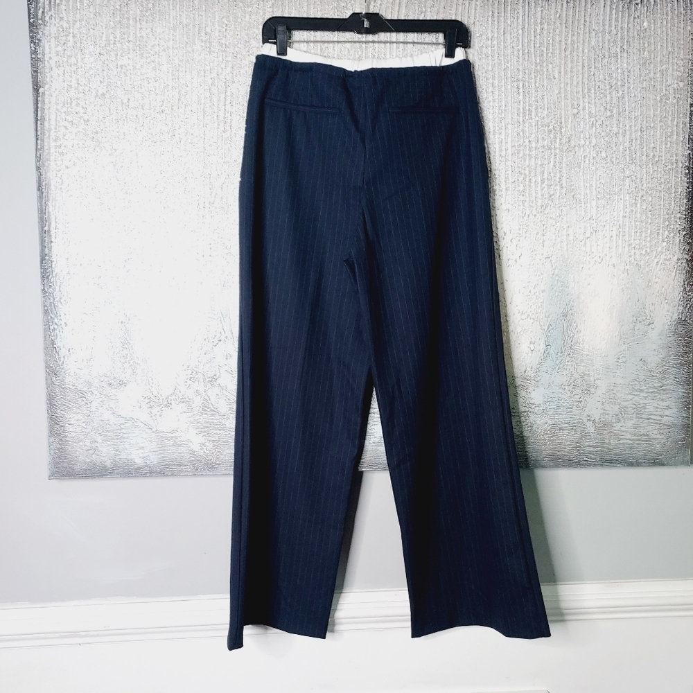 NWT Zara Navy Pinstripe Straight-Leg Pants - Picture 11 of 13